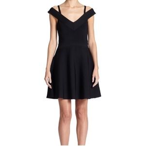• Milly • Black Off Shoulder Skater Dress • SZ 0 • Retail $425